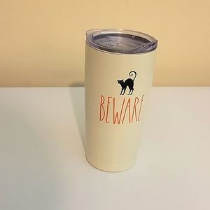 NWOT Rae Dunn Halloween Beware Cat travel stainless mug